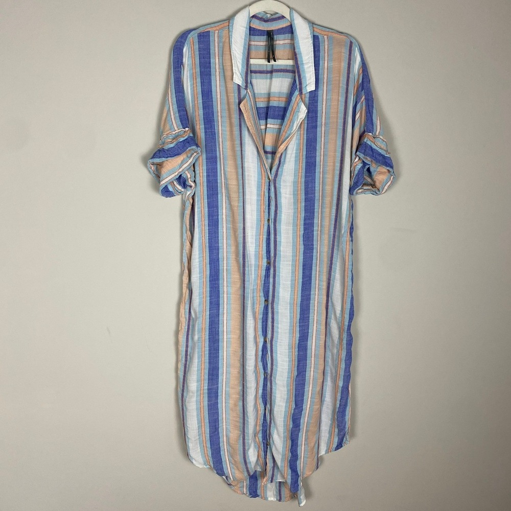 Anthropologie Lucia Dress Striped Button Down Shirt Dress XL Cutout Twist Back